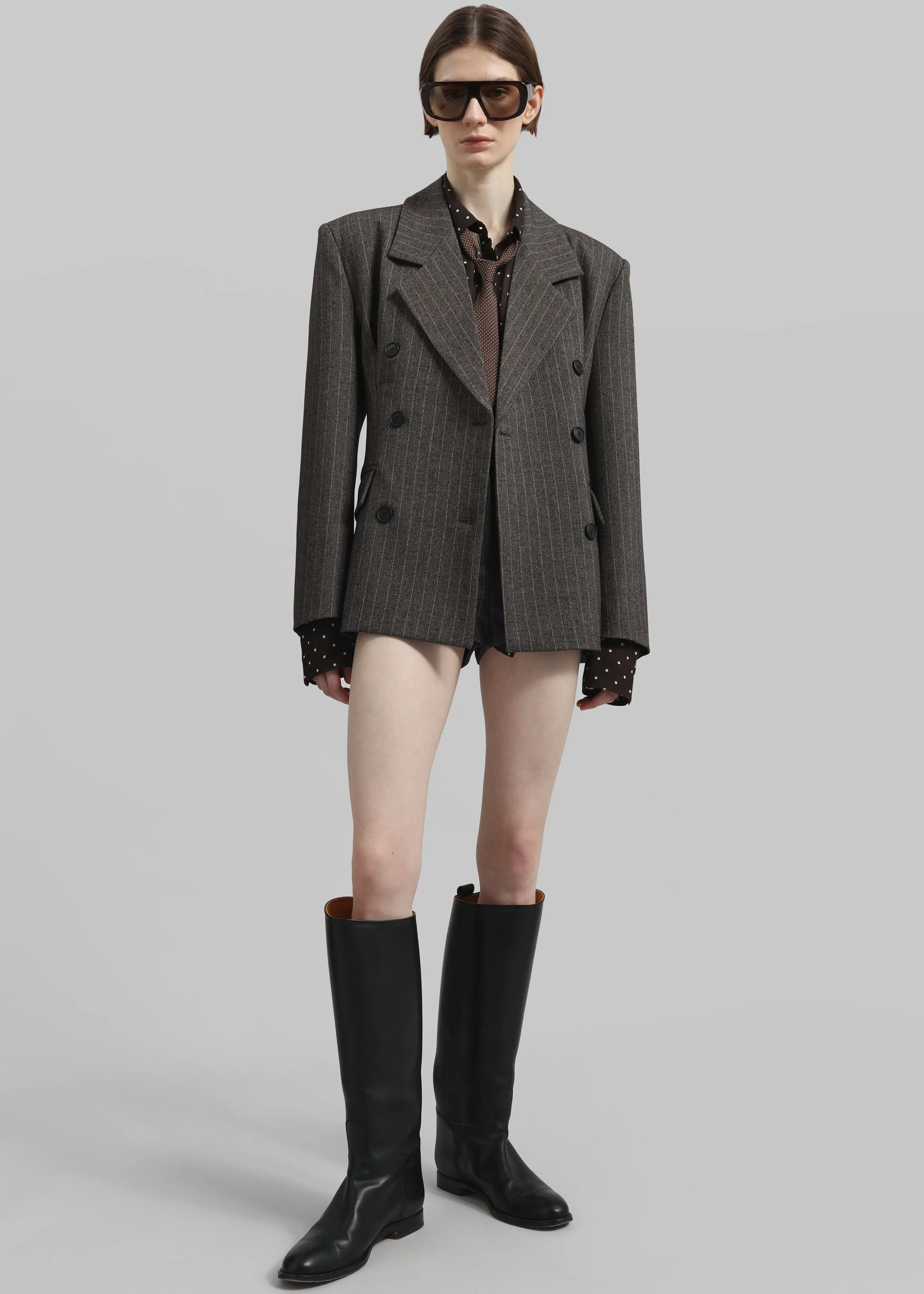 Tenby Striped Cinched Blazer - Brown Melange