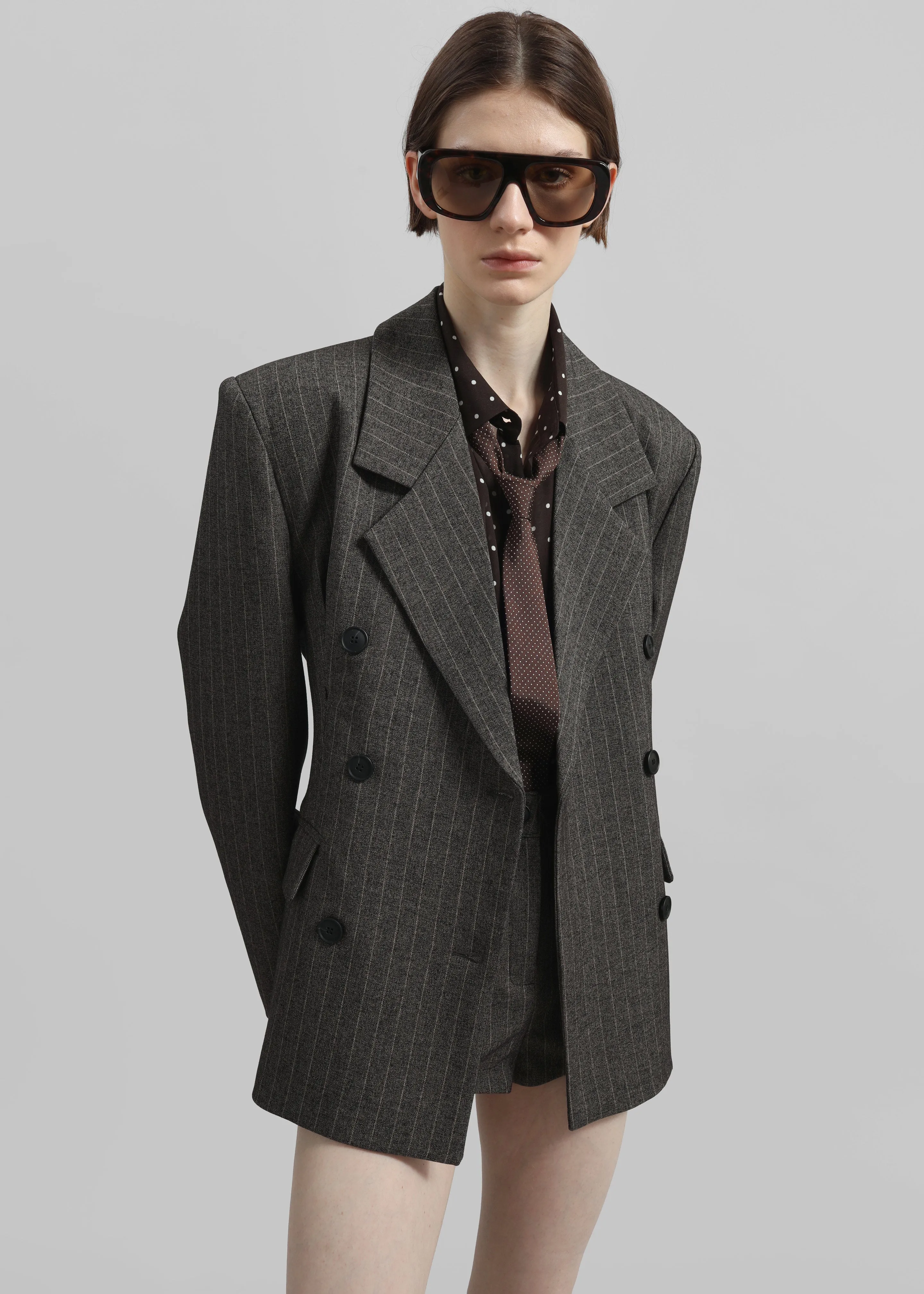 Tenby Striped Cinched Blazer - Brown Melange