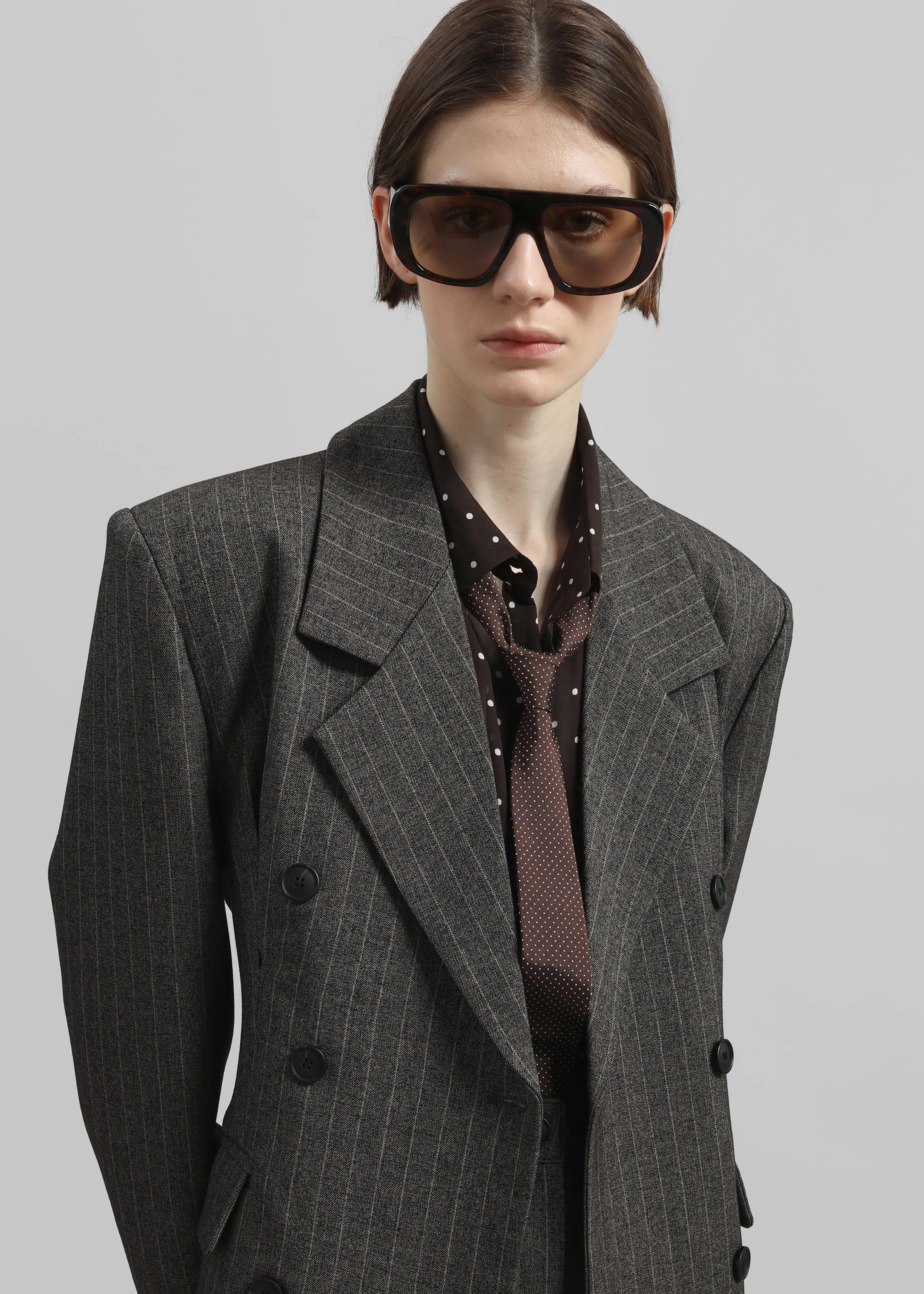 Tenby Striped Cinched Blazer - Brown Melange
