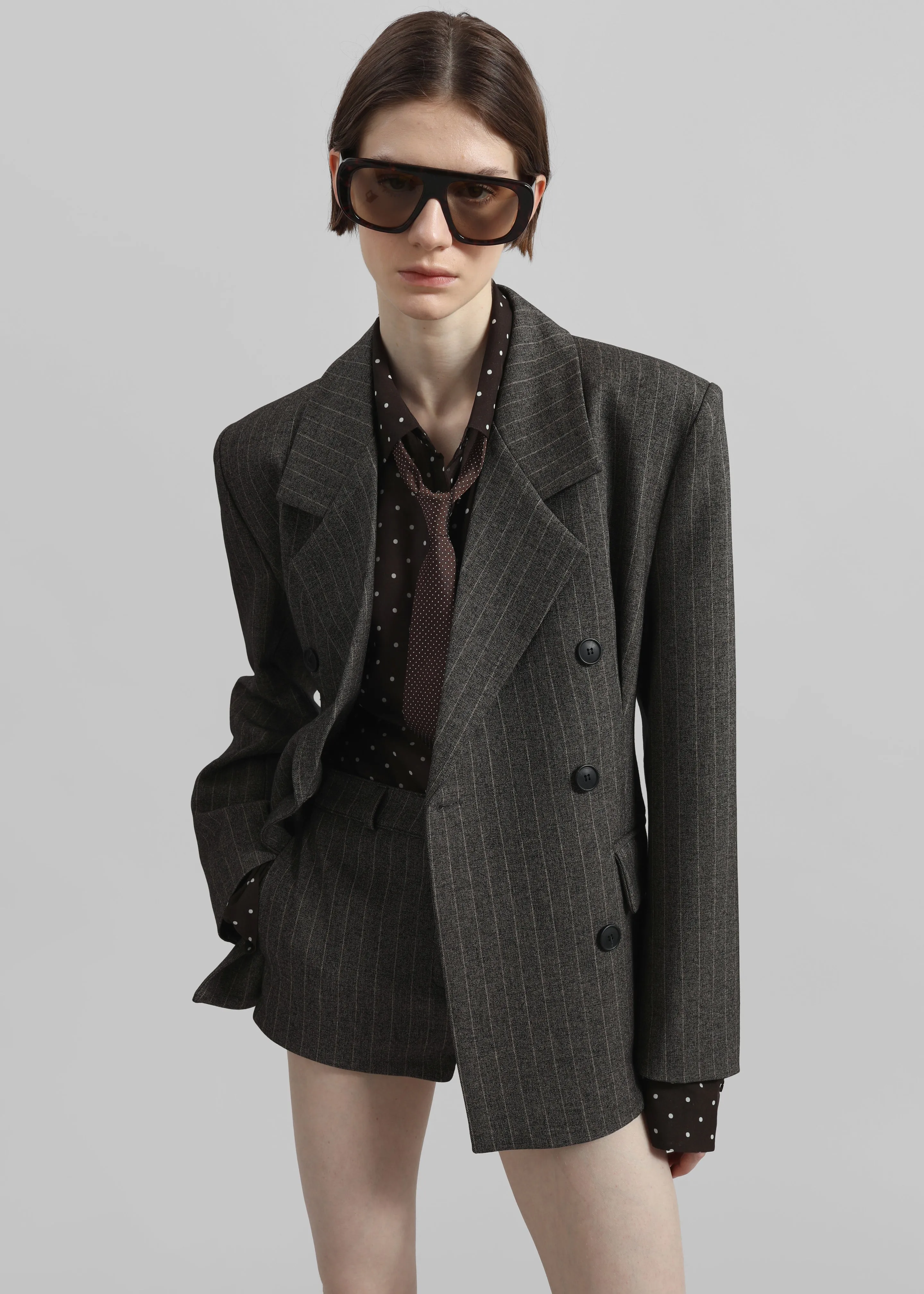 Tenby Striped Cinched Blazer - Brown Melange
