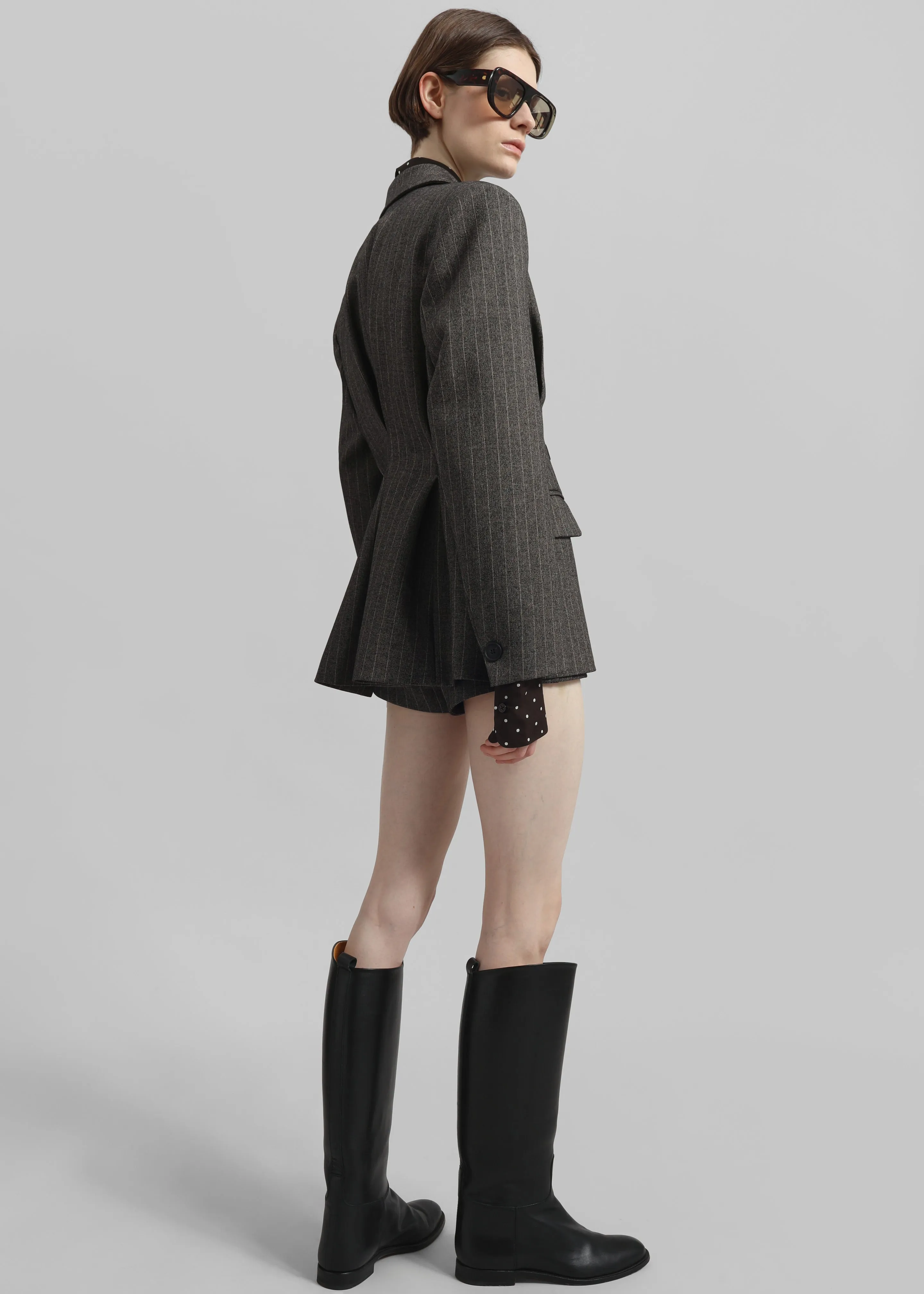 Tenby Striped Cinched Blazer - Brown Melange