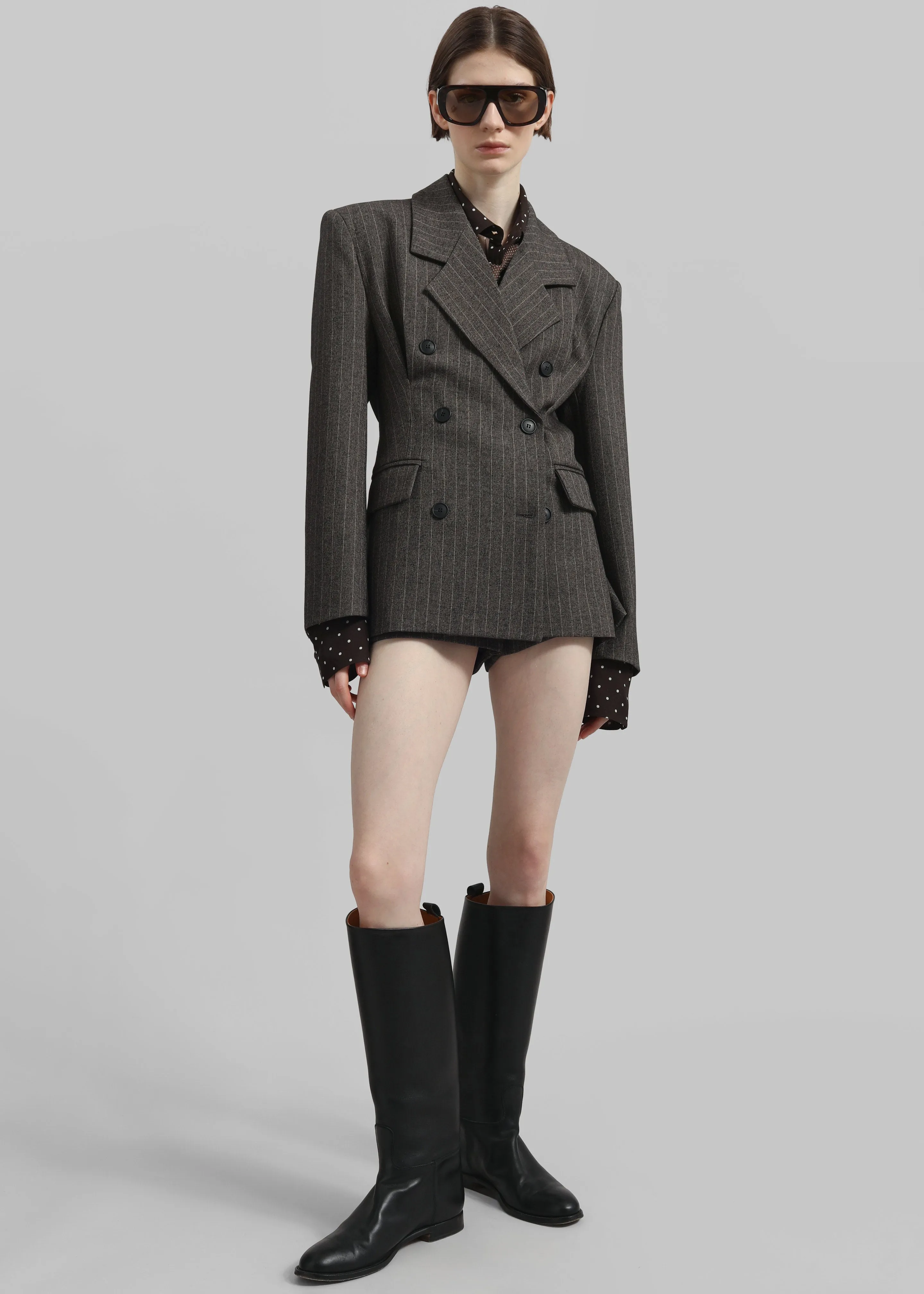 Tenby Striped Cinched Blazer - Brown Melange