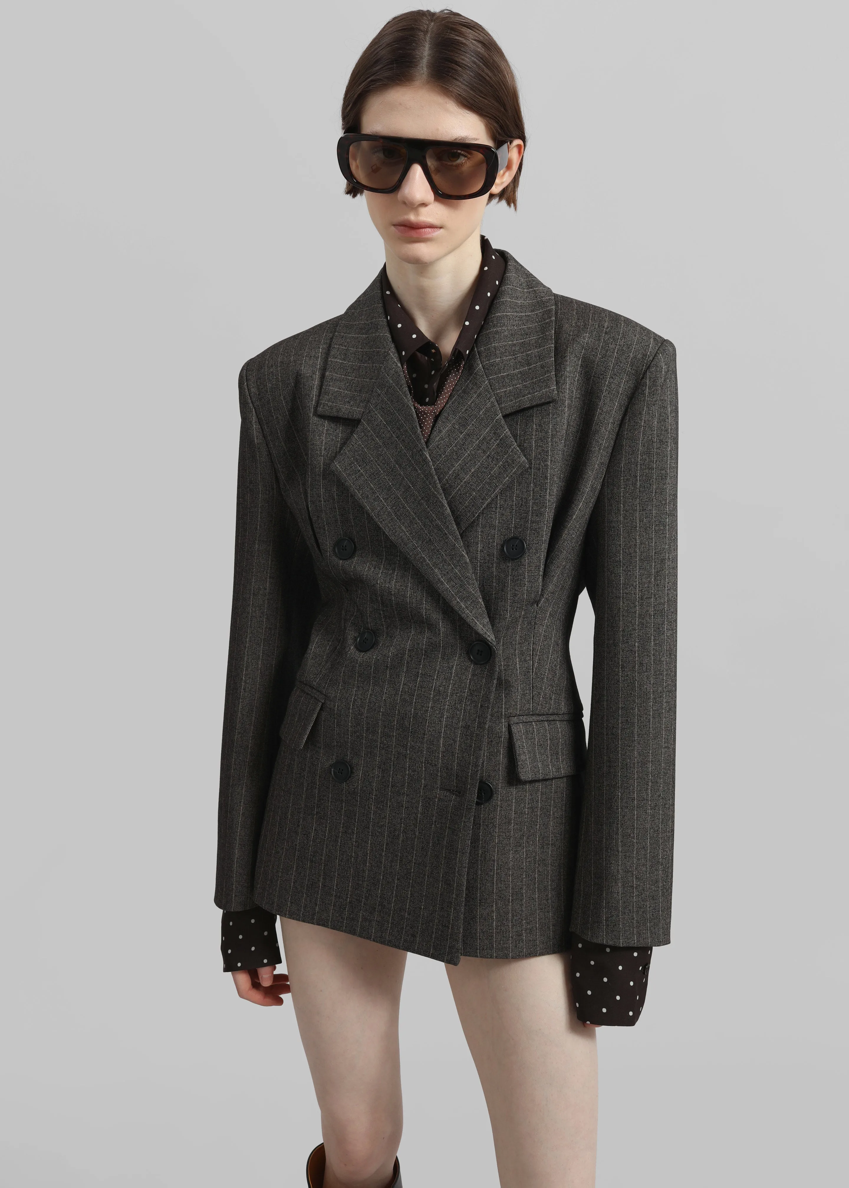 Tenby Striped Cinched Blazer - Brown Melange