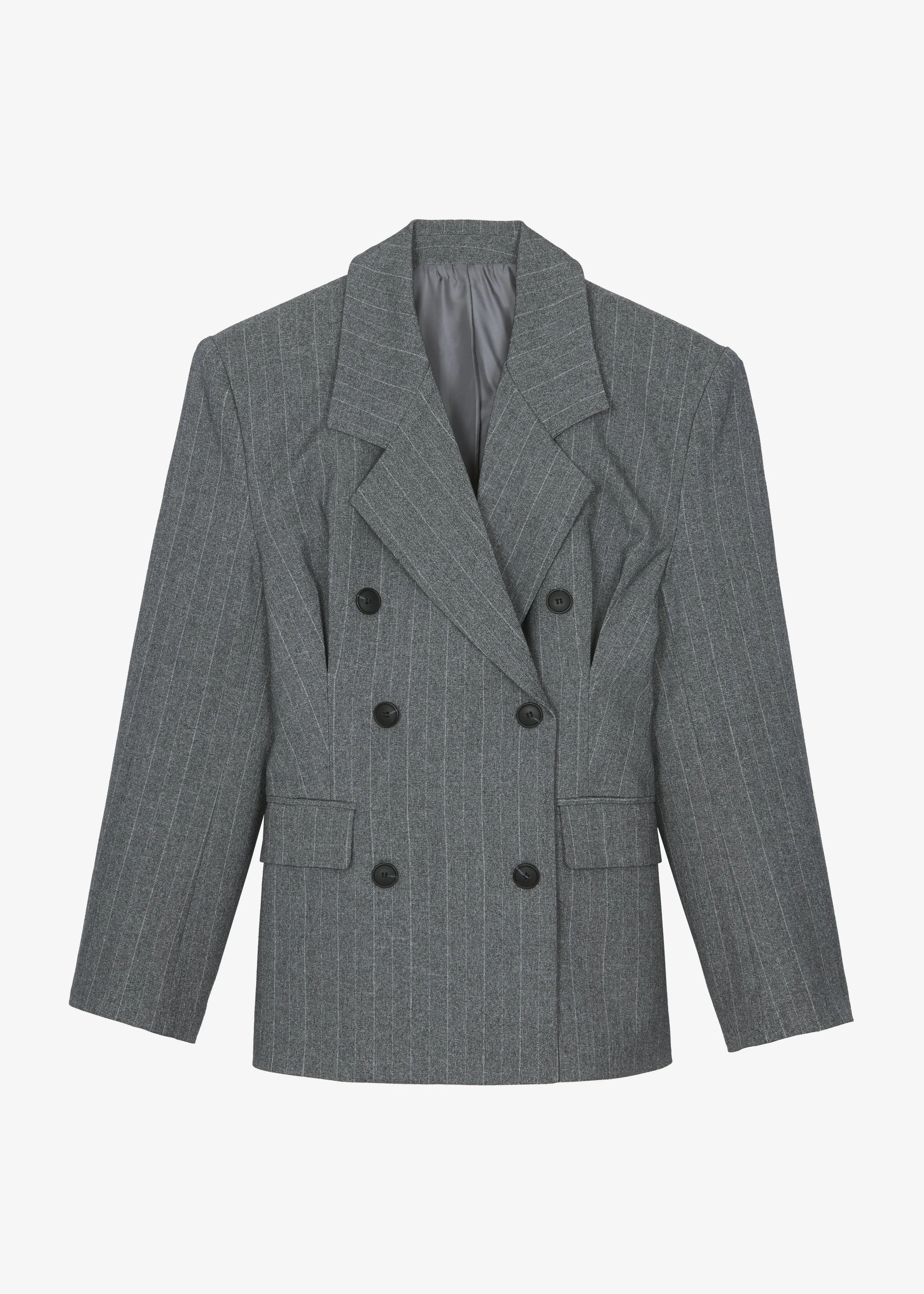 Tenby Striped Cinched Blazer - Grey Melange