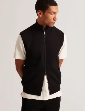 Terince Zip-Through Funnel Neck Gilet Black