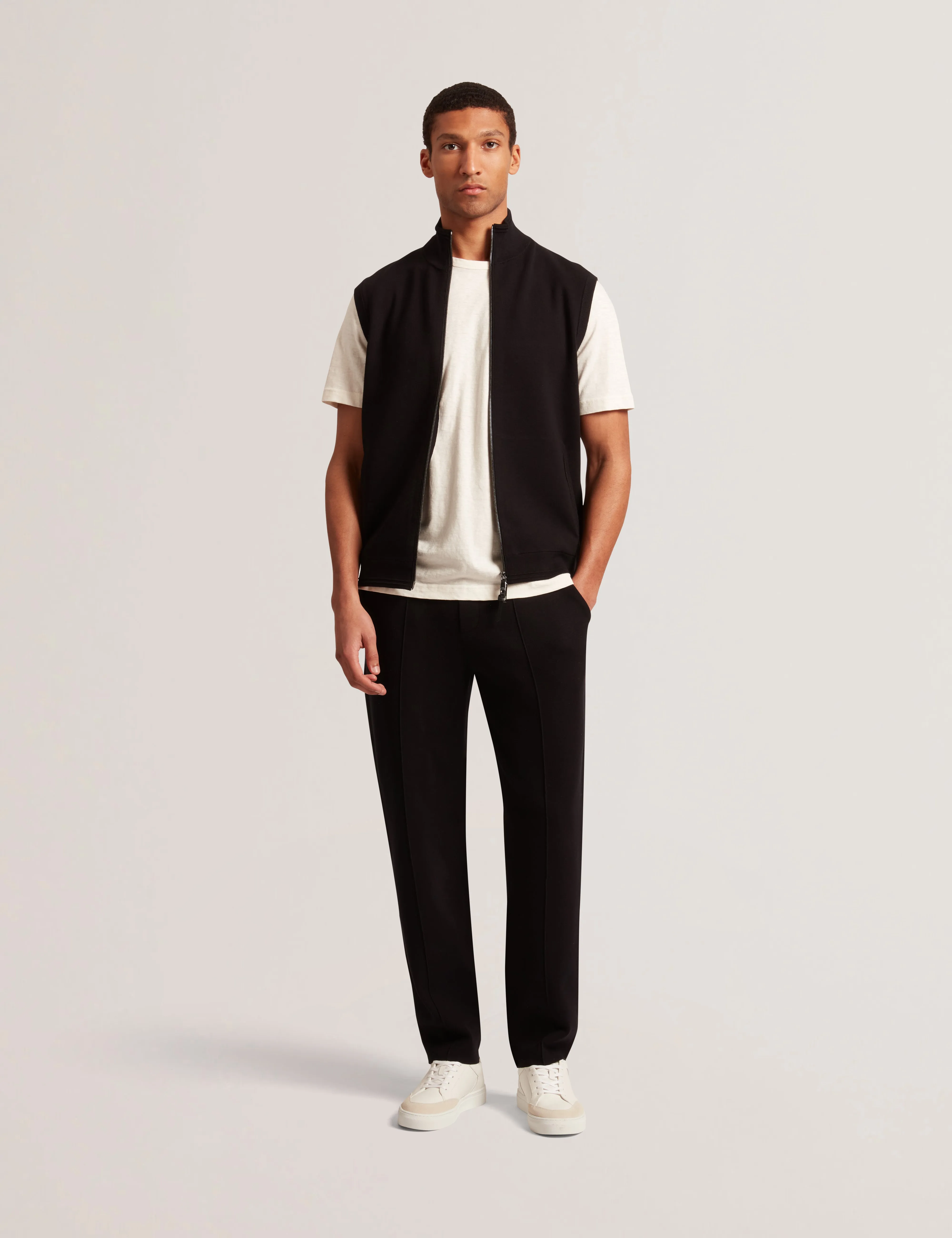 Terince Zip-Through Funnel Neck Gilet Black