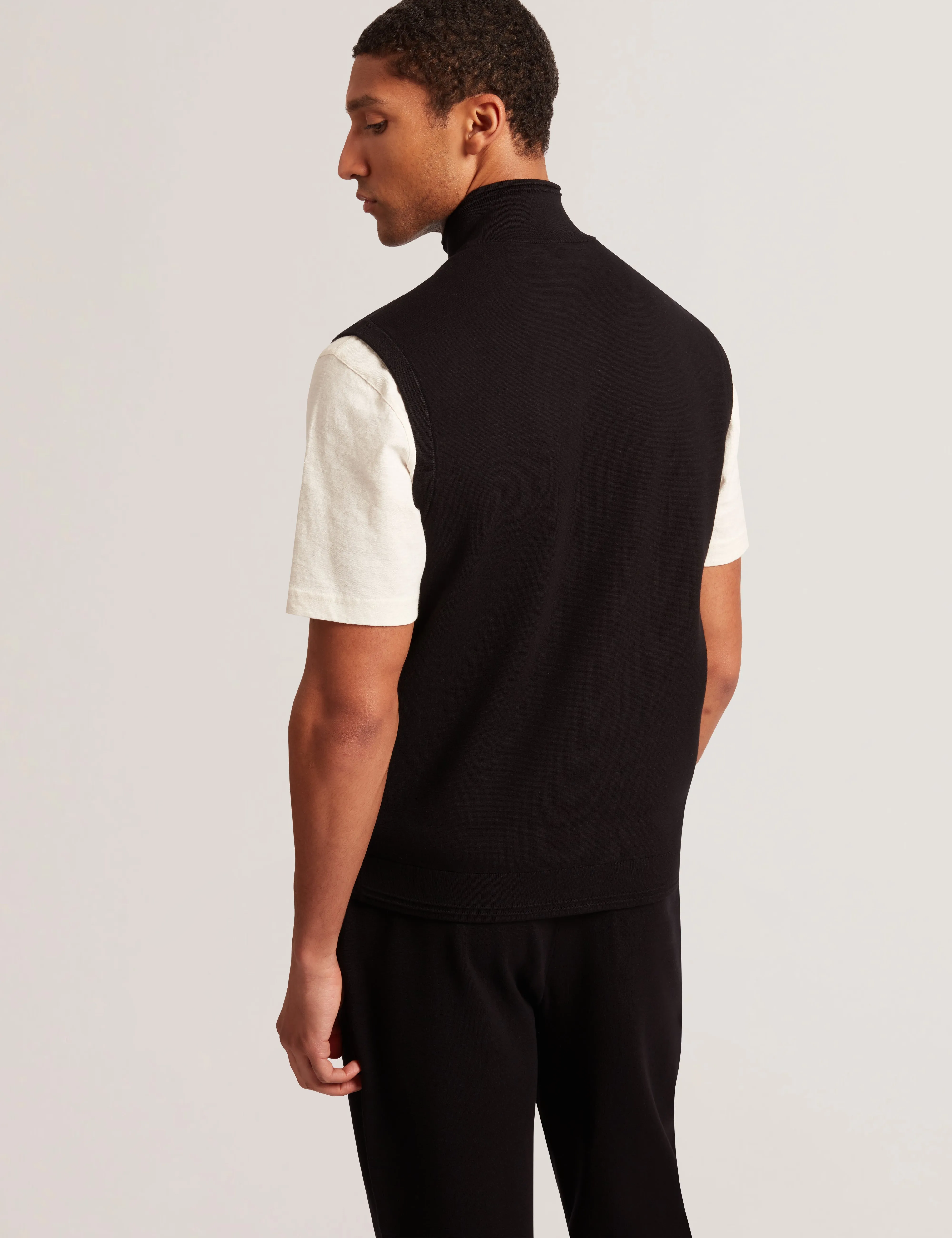Terince Zip-Through Funnel Neck Gilet Black