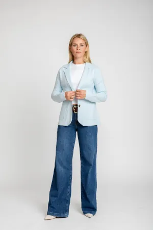 The Milly Knit Blazer | Frost Blue