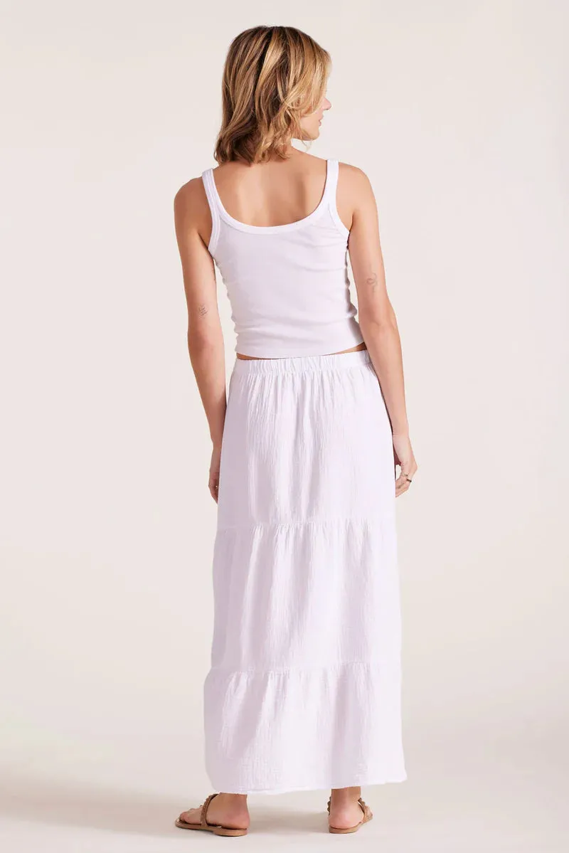 TIERED BUTTON FRONT MAXI SKIRT