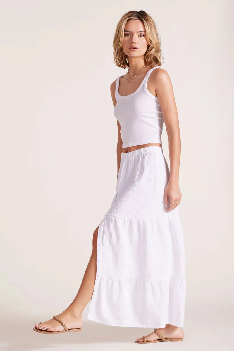 TIERED BUTTON FRONT MAXI SKIRT