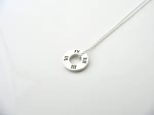 Tiffany & Co Atlas Necklace Circle Round Pendant Charm Chain Love Gift T & Co