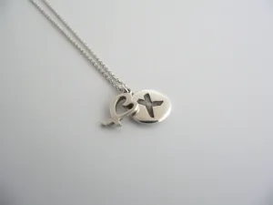 Tiffany & Co Heart Love Kiss Necklace Pendant Picasso Silver Gift 17 Inch Chain