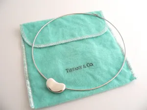 Tiffany & Co Large Bean Wire Necklace Pendant Charm Peretti Silver Gift Pouch