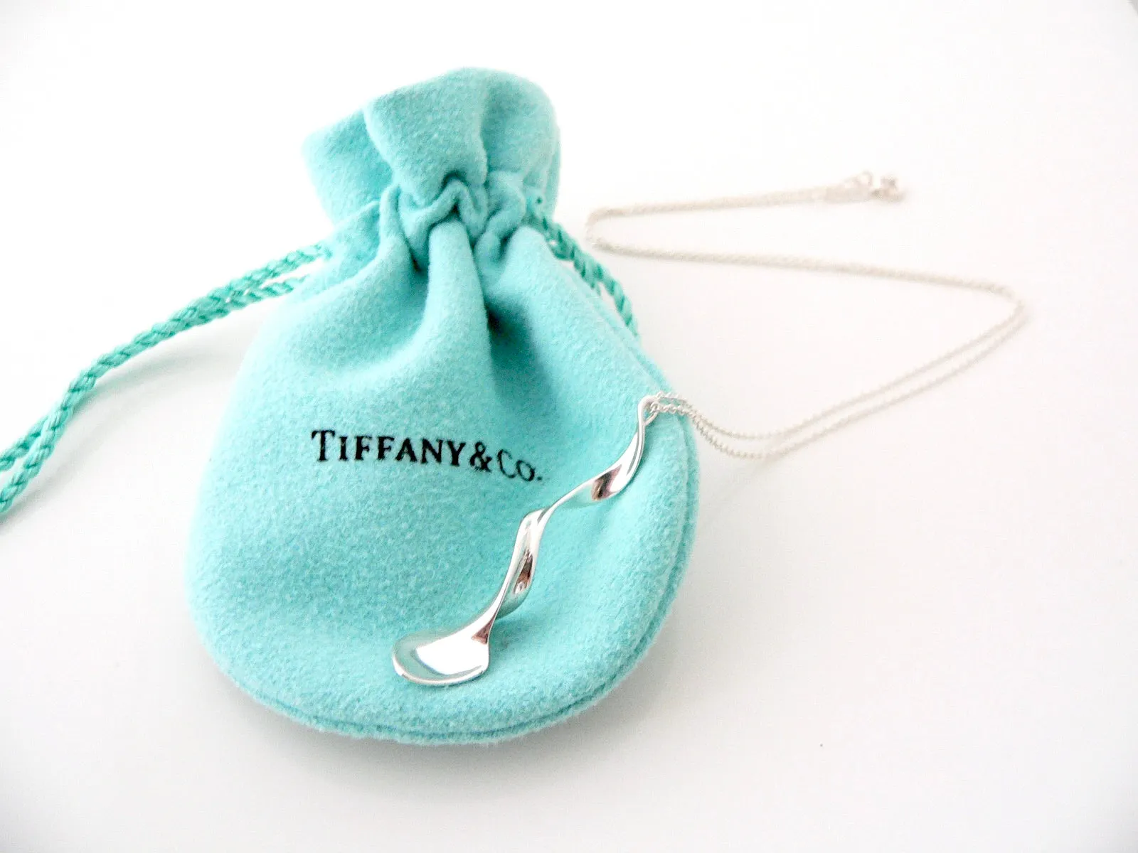Tiffany & Co Orchid Necklace Gehry Flower Pendant Silver Chain Jewelry Pouch 925