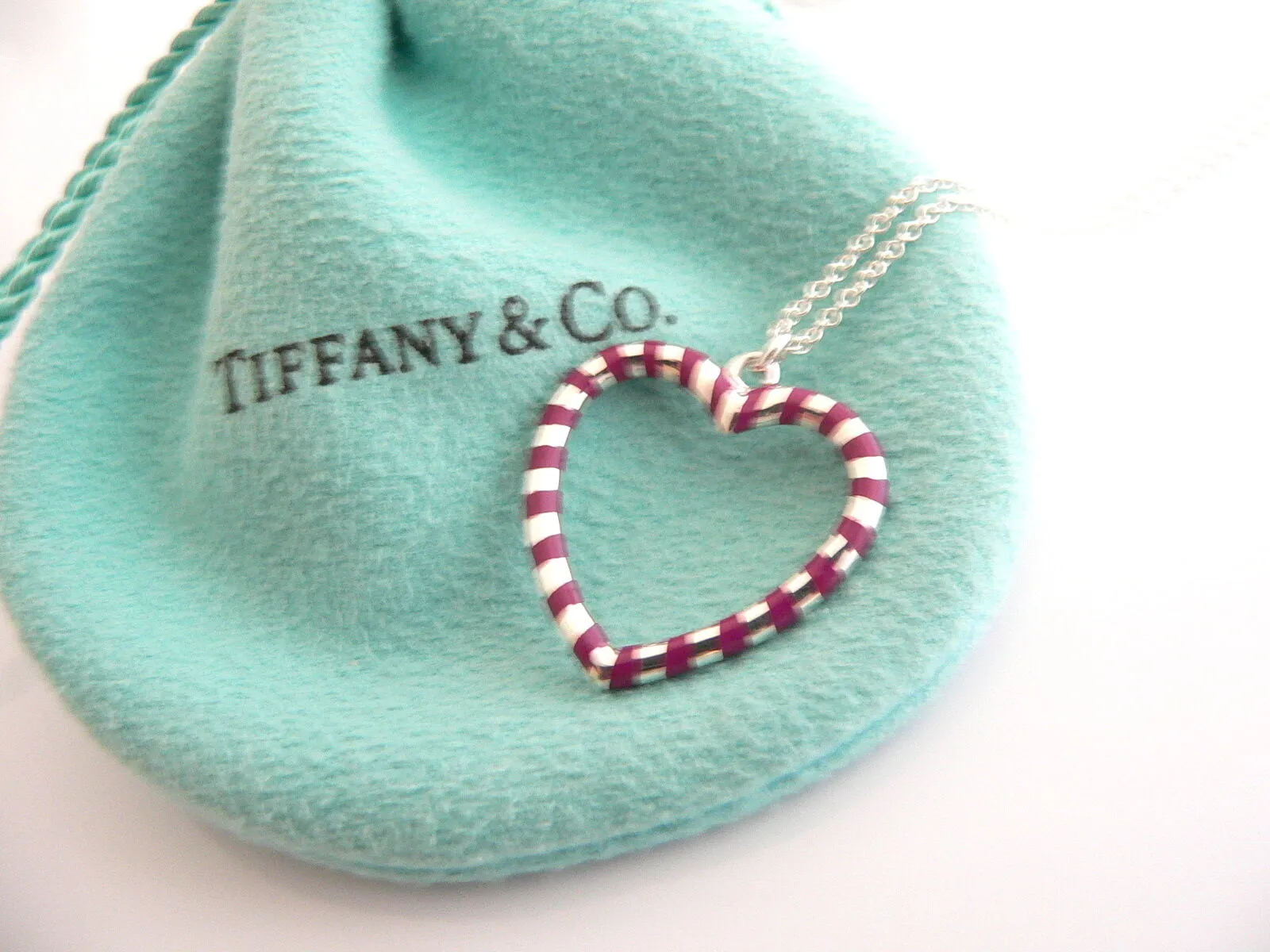 Tiffany & Co Palina Red Heart Necklace Pendant 19 Inch Chain Gift Pouch Art Rare