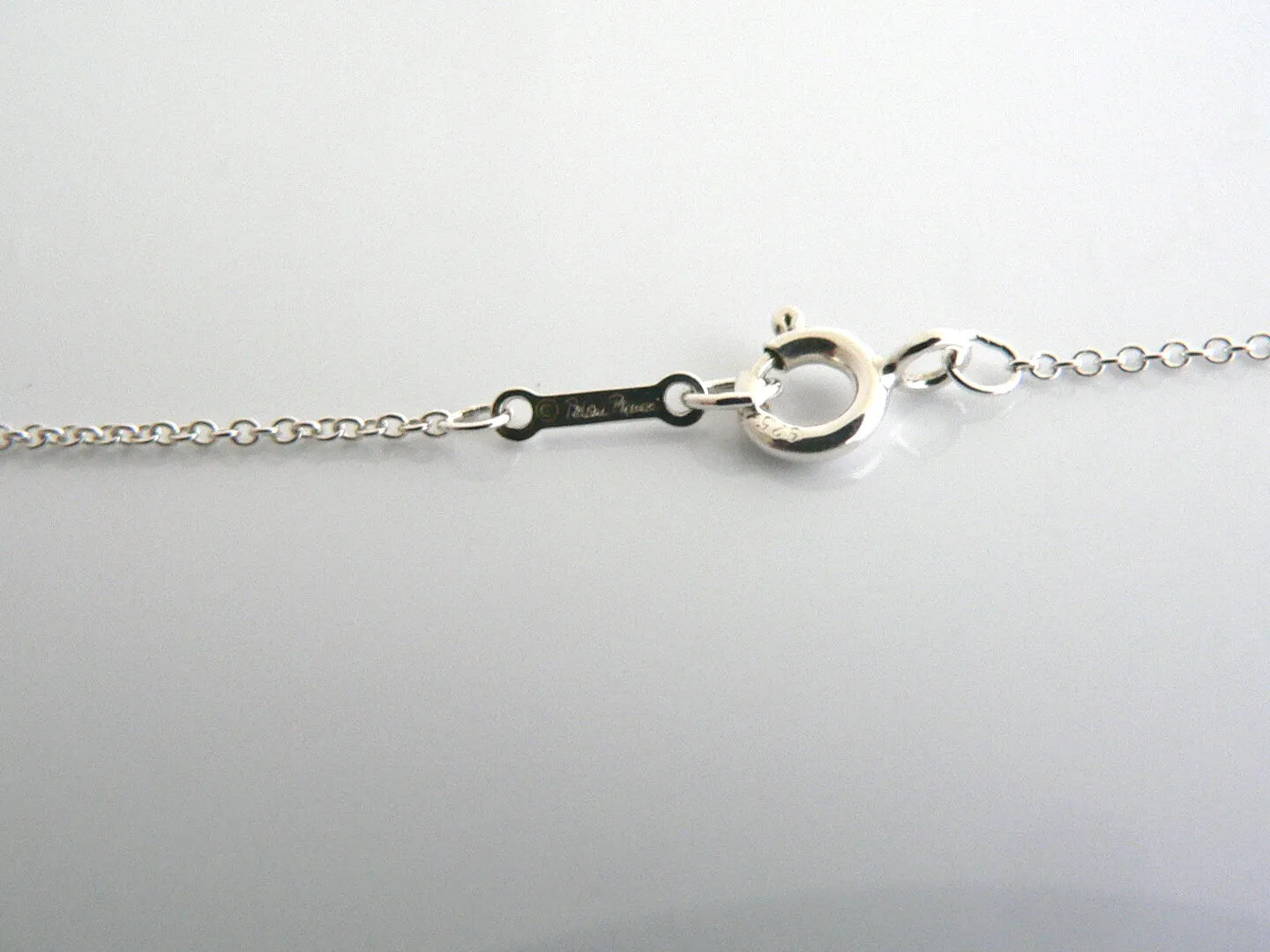 Tiffany & Co Silver Diamond Bar Hugs & Kiss Necklace Pendant Charm 16.5 In Gift