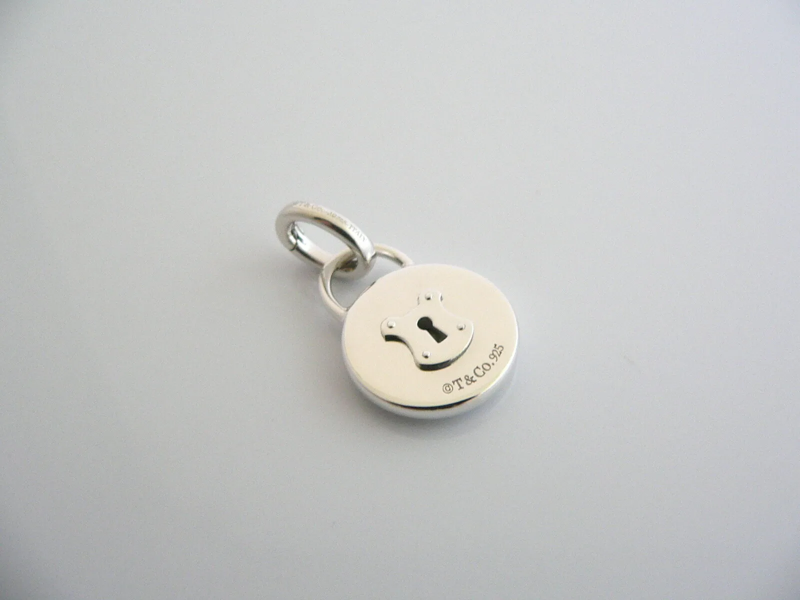 Tiffany & Co Silver Large Round Locks Key Hole Charm Pendant 4 Necklace Bracelet
