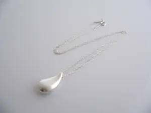 Tiffany & Co Silver Large Teardrop Tear Necklace Pendant Charm 18 In Love Gift