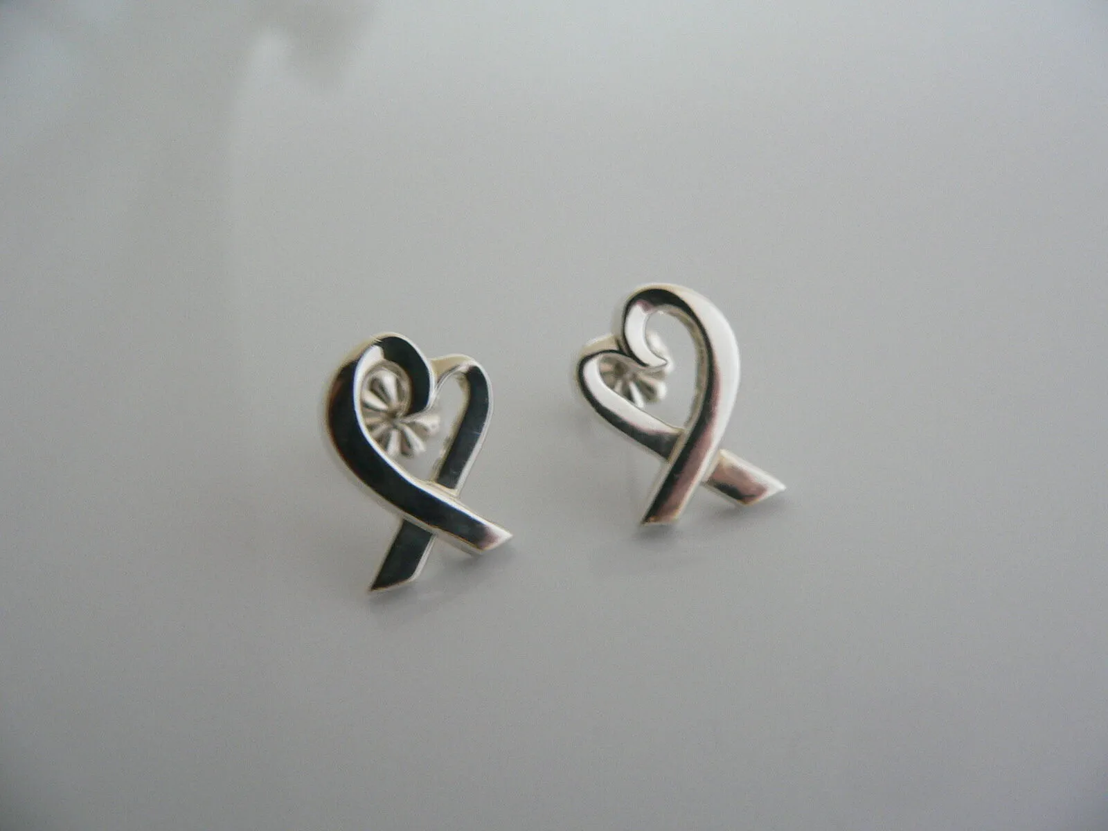 Tiffany & Co Silver Loving Heart Earrings Studs Picasso Gift Statement Classic