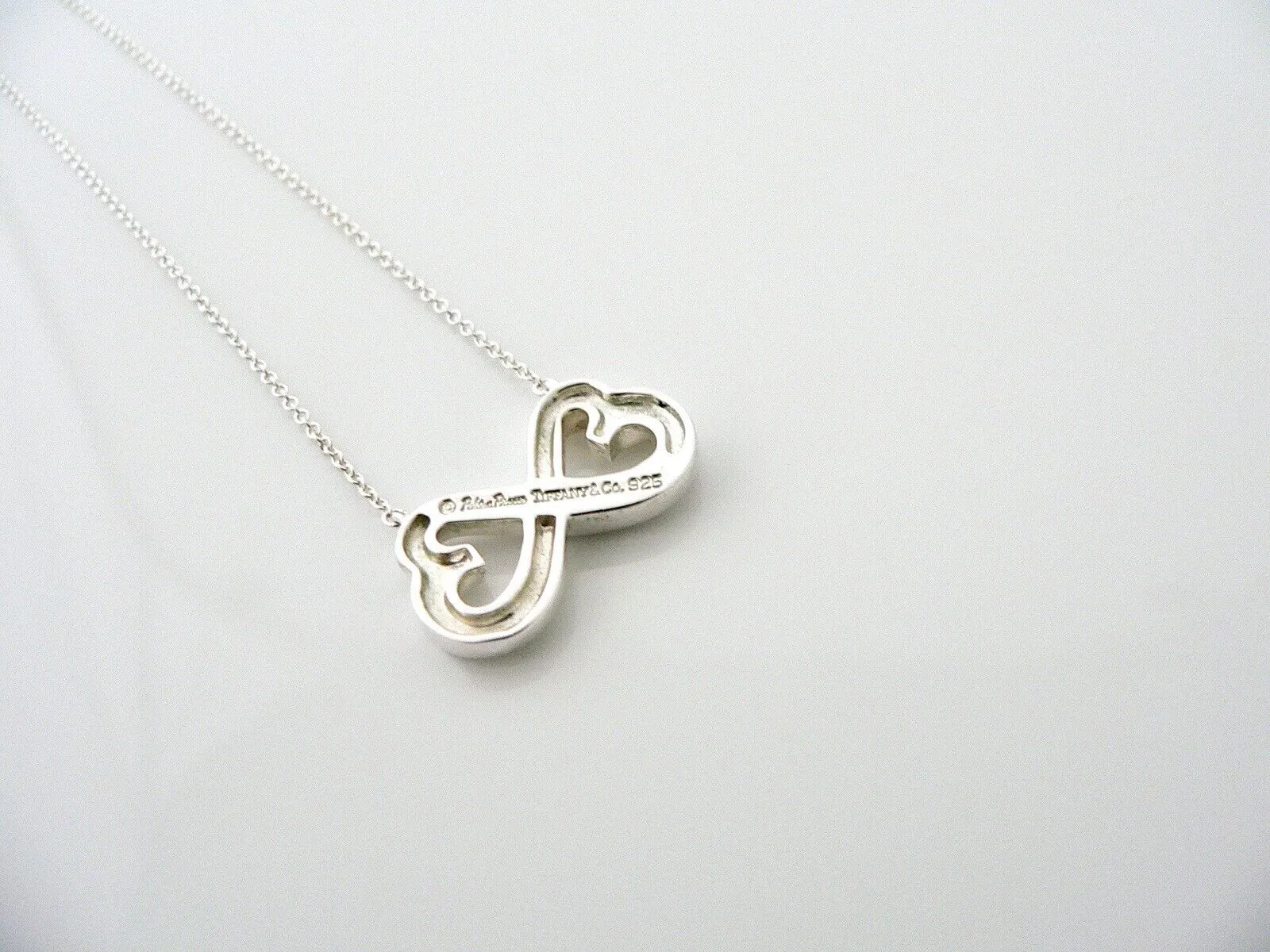 Tiffany & Co Silver Picasso Double Loving Heart Necklace 19 inch Chain Gift