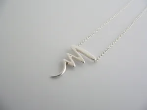Tiffany & Co Silver Scribble Zig Zag Necklace Pendant Squiggle 16.5 In Gift Love