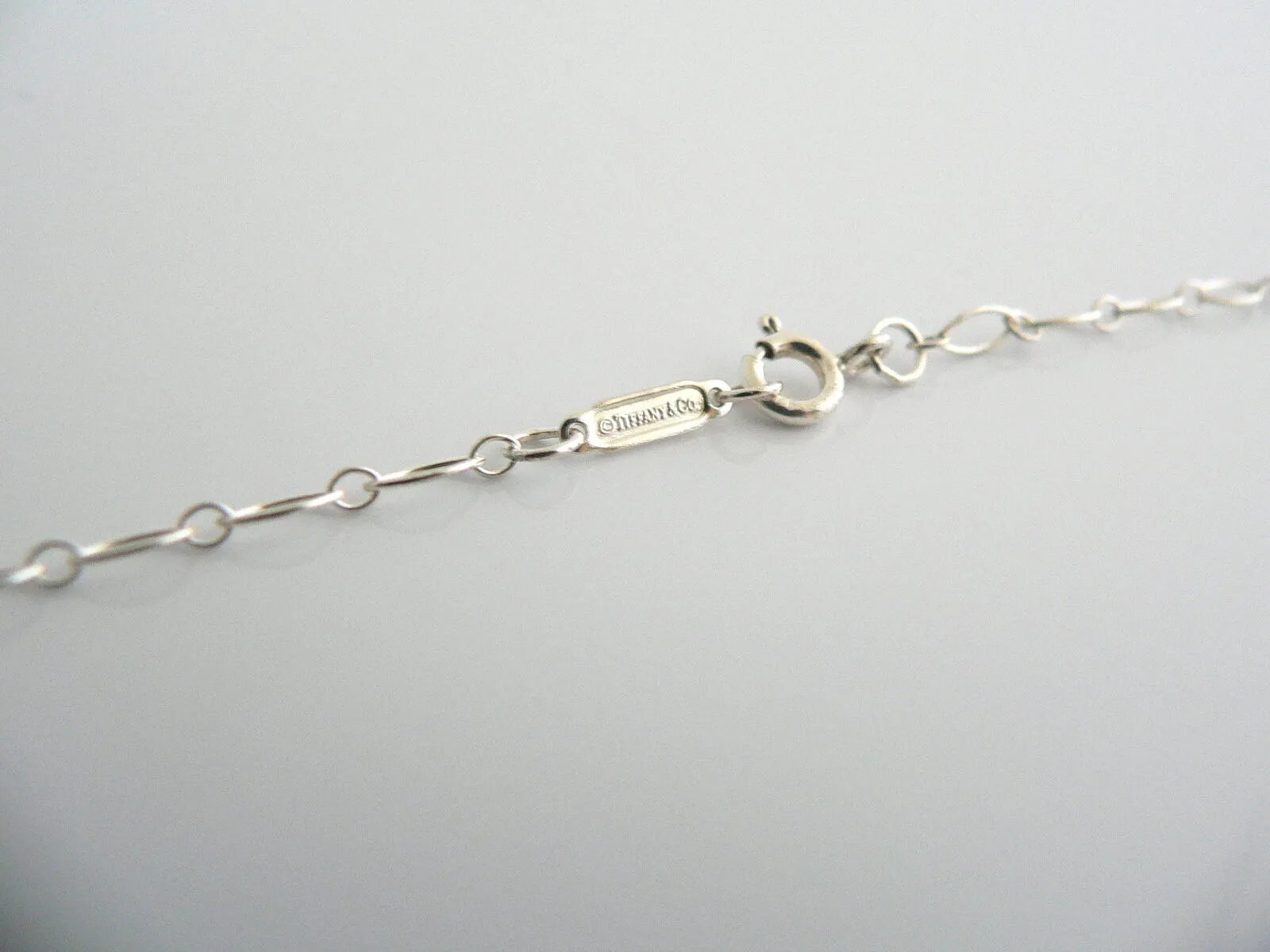 Tiffany Co Silver Blue Enamel Heart Key Necklace Pendant Bead Charm Gift Love