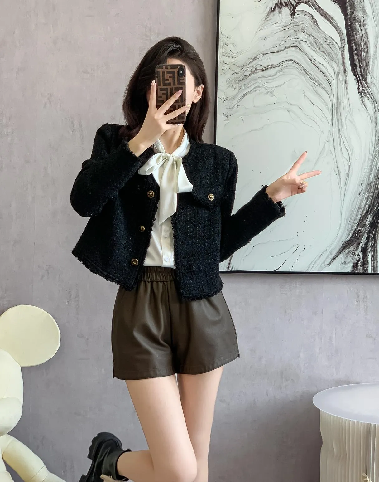 Timeless Solid Button-Up Black Blazer