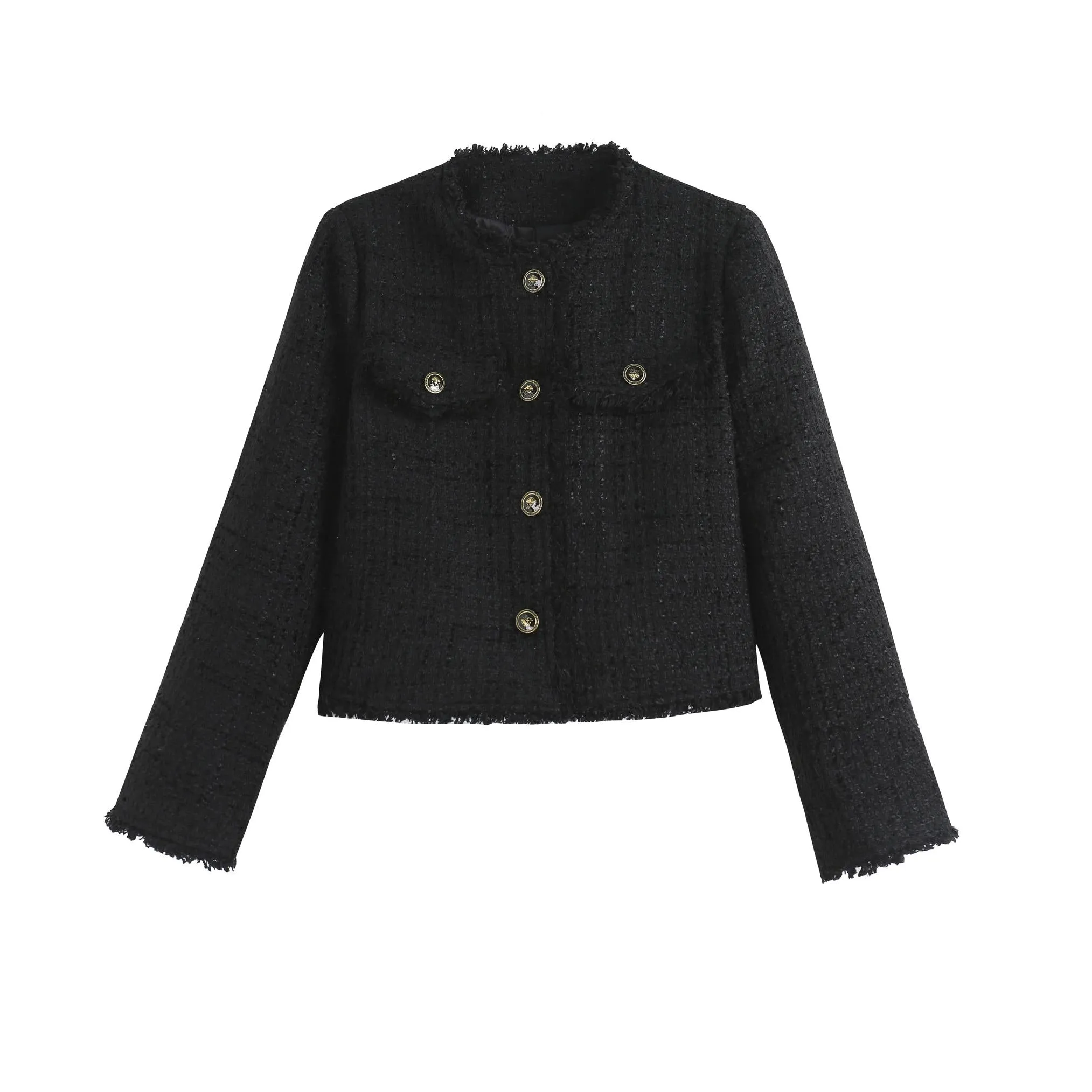 Timeless Solid Button-Up Black Blazer