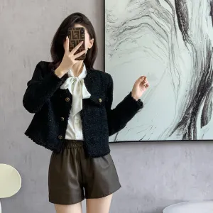Timeless Solid Button-Up Black Blazer