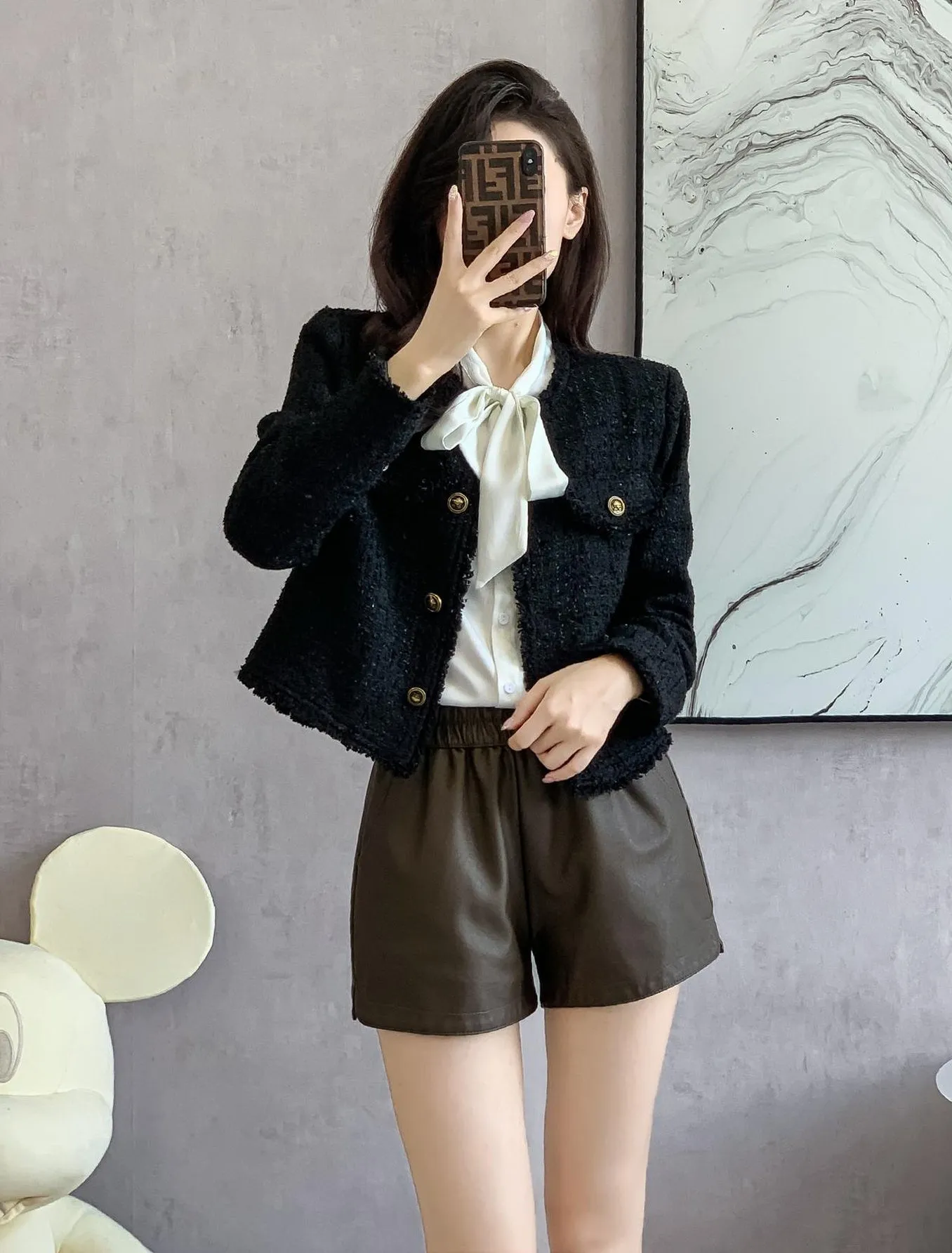 Timeless Solid Button-Up Black Blazer