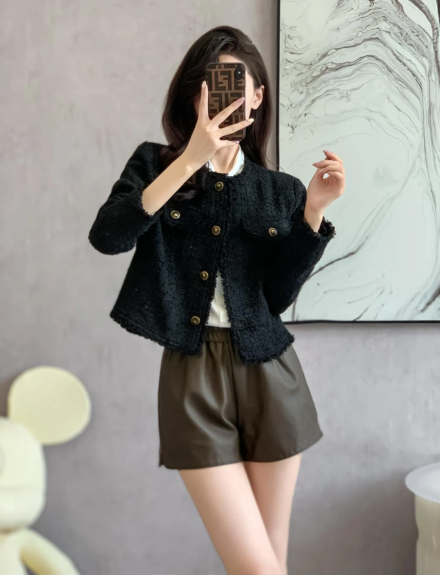 Timeless Solid Button-Up Black Blazer
