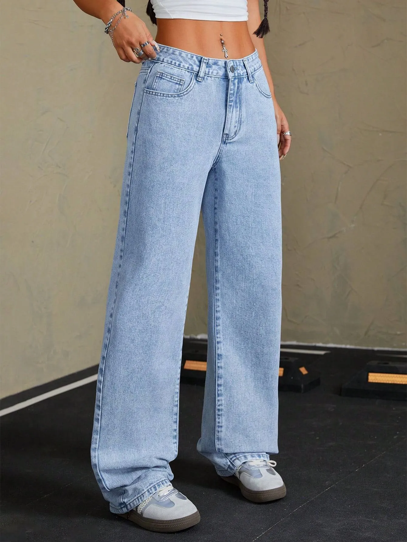 Timeless Straight Leg Stonewash Jeans