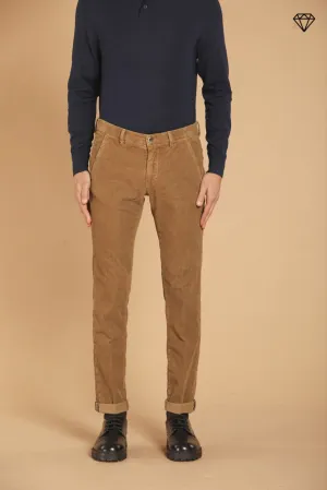 Torino men's chino pants in velvet 1500 striped slim fit ①