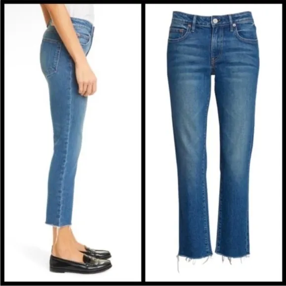 Trave Bradshaw Low Rise Slim Crop Jeans in Sweet Emotion Size 28 Frayed Hem