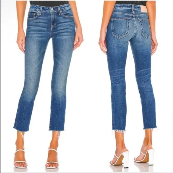 Trave Bradshaw Low Rise Slim Crop Jeans in Sweet Emotion Size 28 Frayed Hem