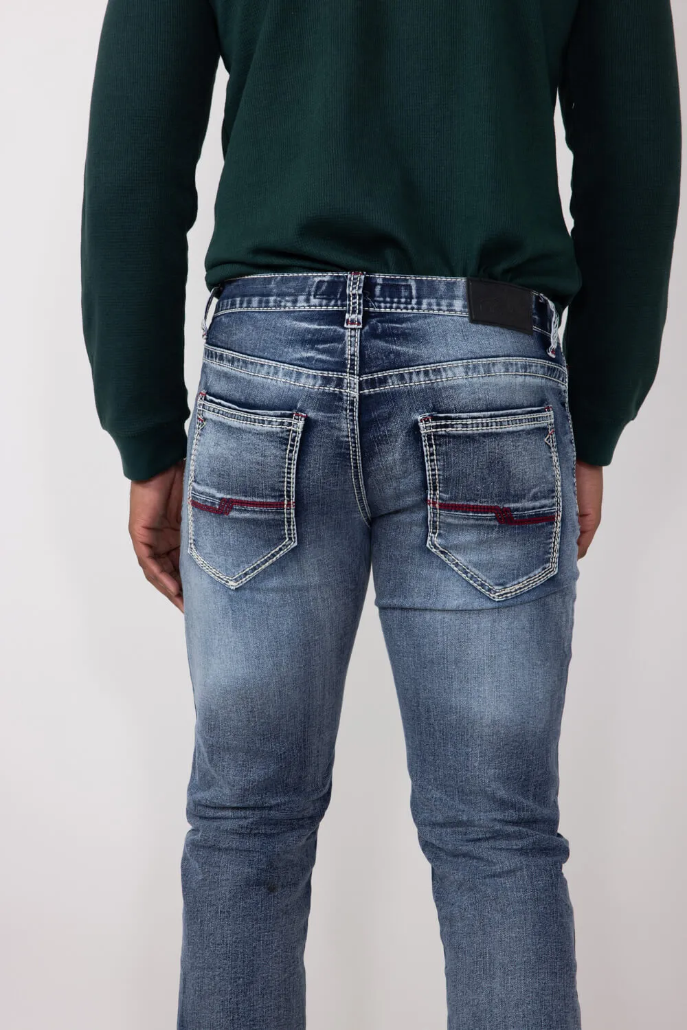 True Luck Ford Full Blast Straight Jeans for Men | TL24041514-RED STITCH