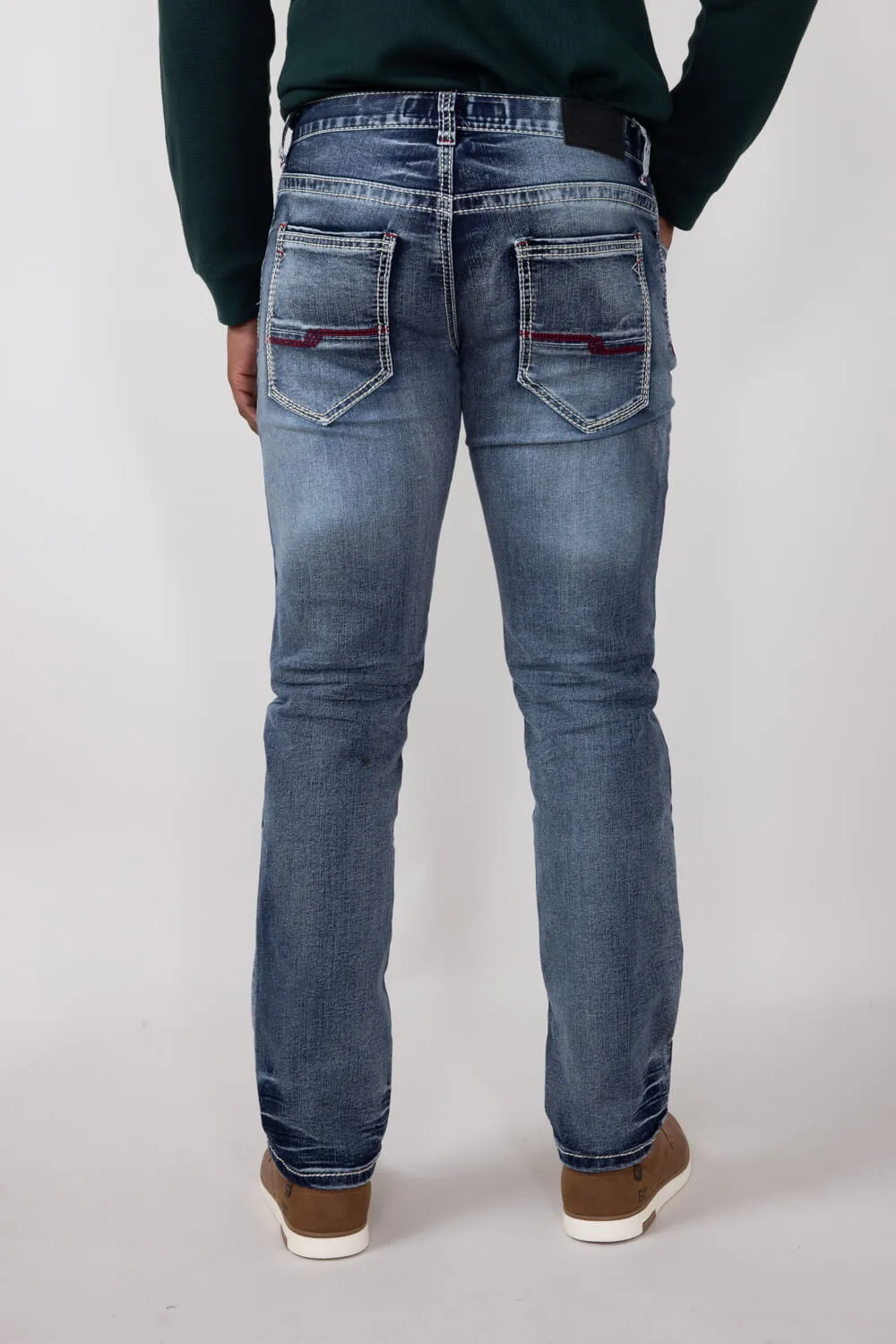 True Luck Ford Full Blast Straight Jeans for Men | TL24041514-RED STITCH