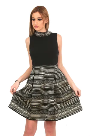 VC Women's Party Dress with Beaded Collar