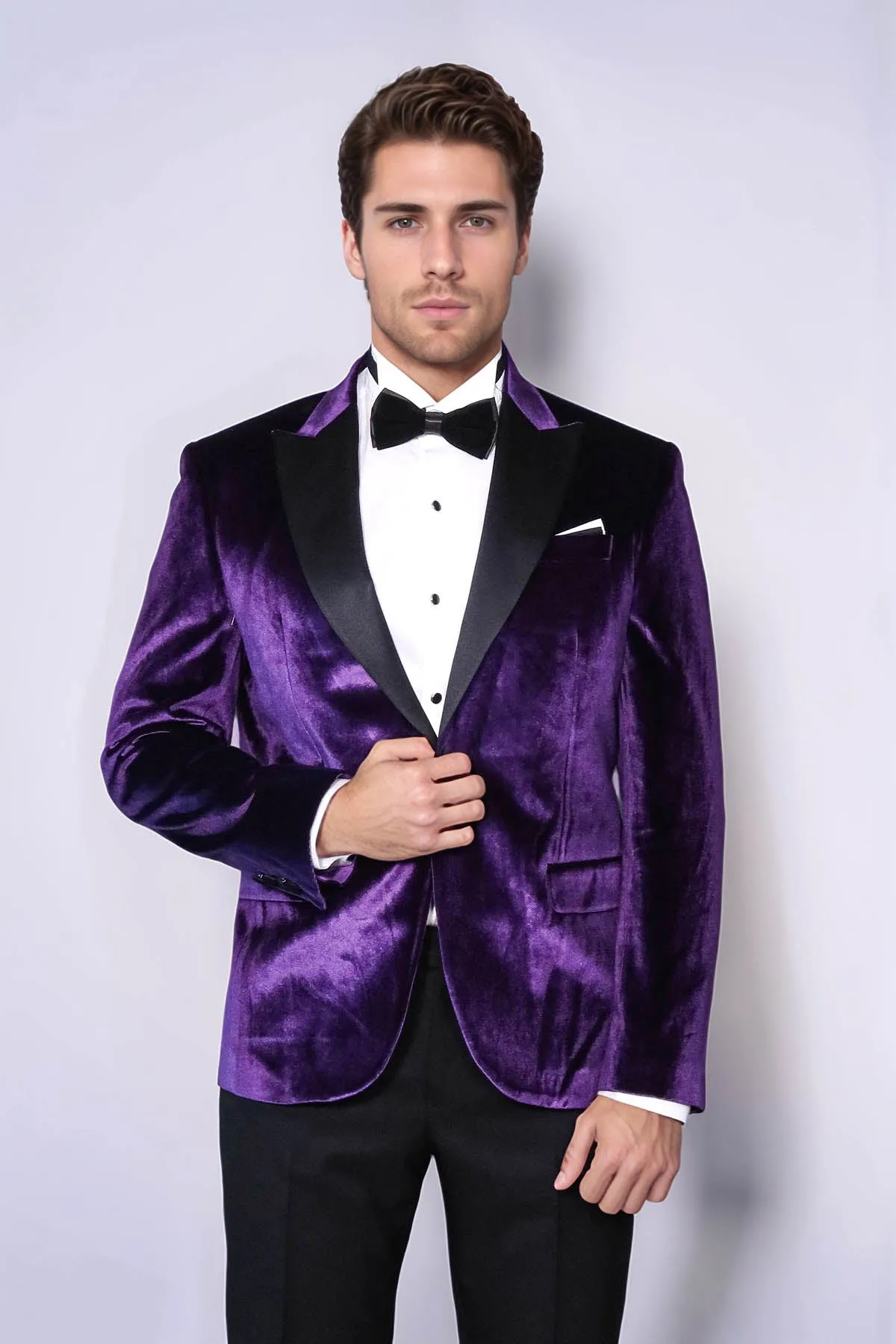 Velvet Slim Fit Single Button Purple Men Prom Blazer