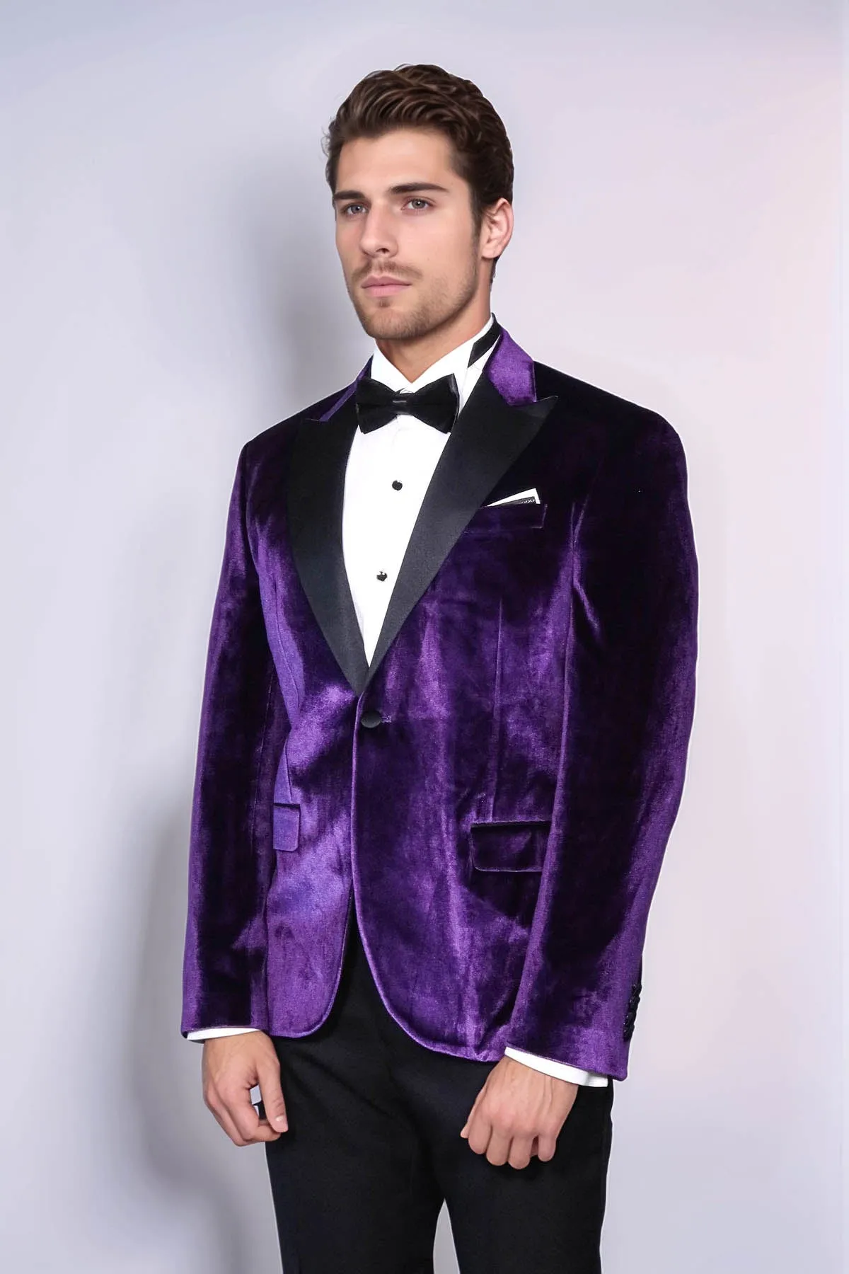 Velvet Slim Fit Single Button Purple Men Prom Blazer