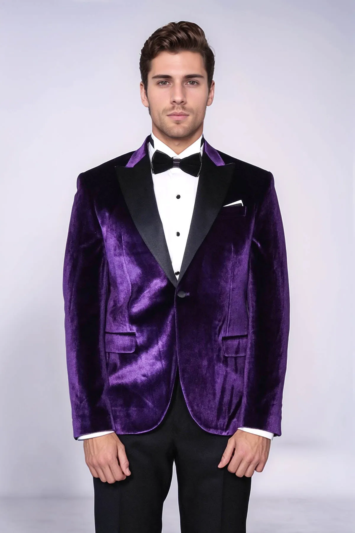 Velvet Slim Fit Single Button Purple Men Prom Blazer