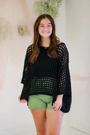 Versatile Ease Dolman Sleeve Loose Fit Top in Black