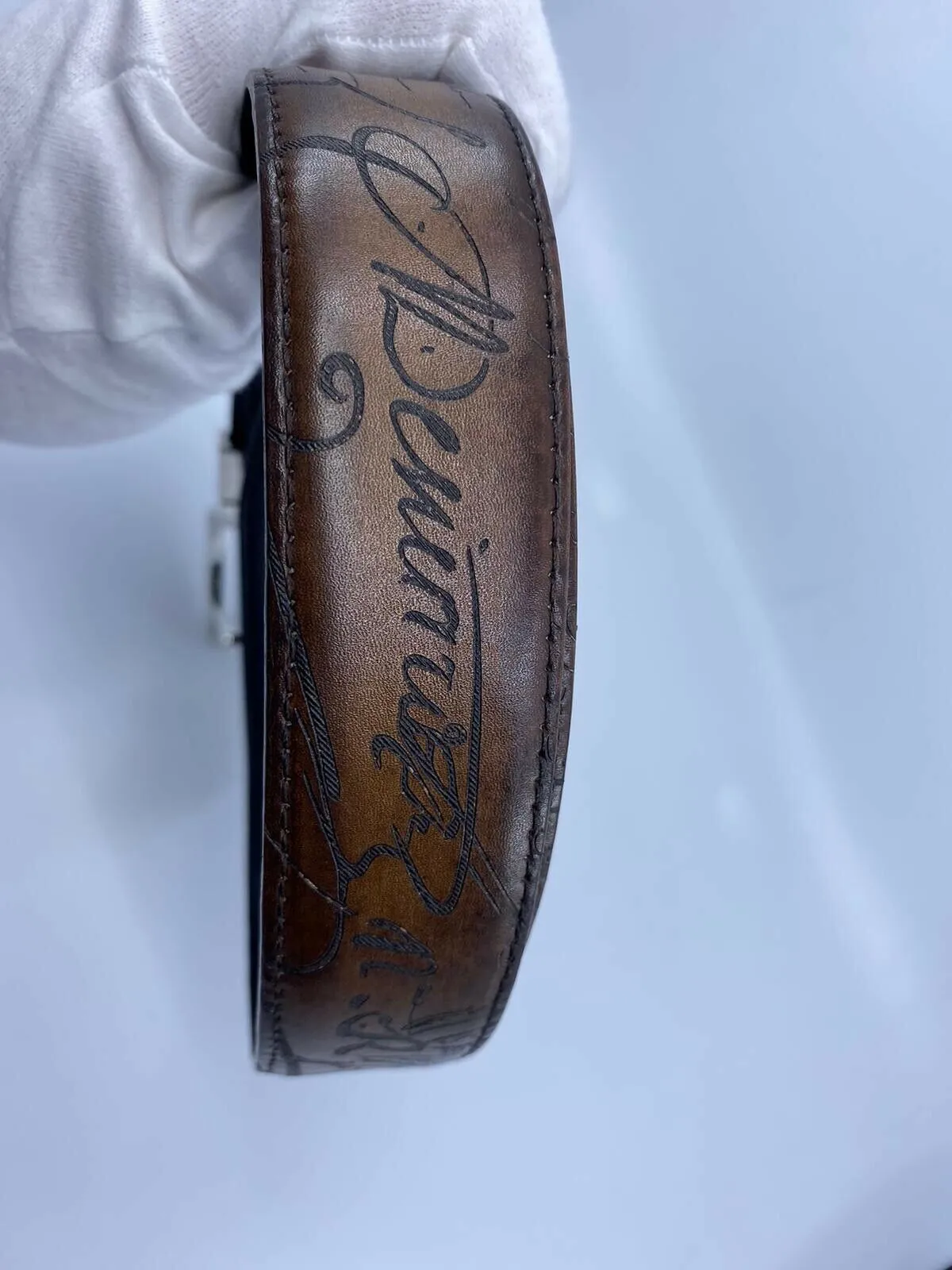 Versatile Reversible Scritto Leather Belt