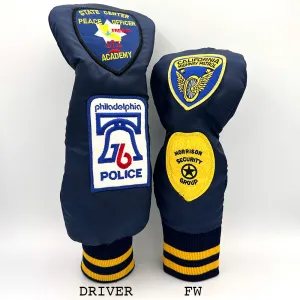 Vintage Custom Head Cover Set  / Driver / 1W / Fairway Wood / FW / Navy x Yellow / OGHCP001-Navy Set