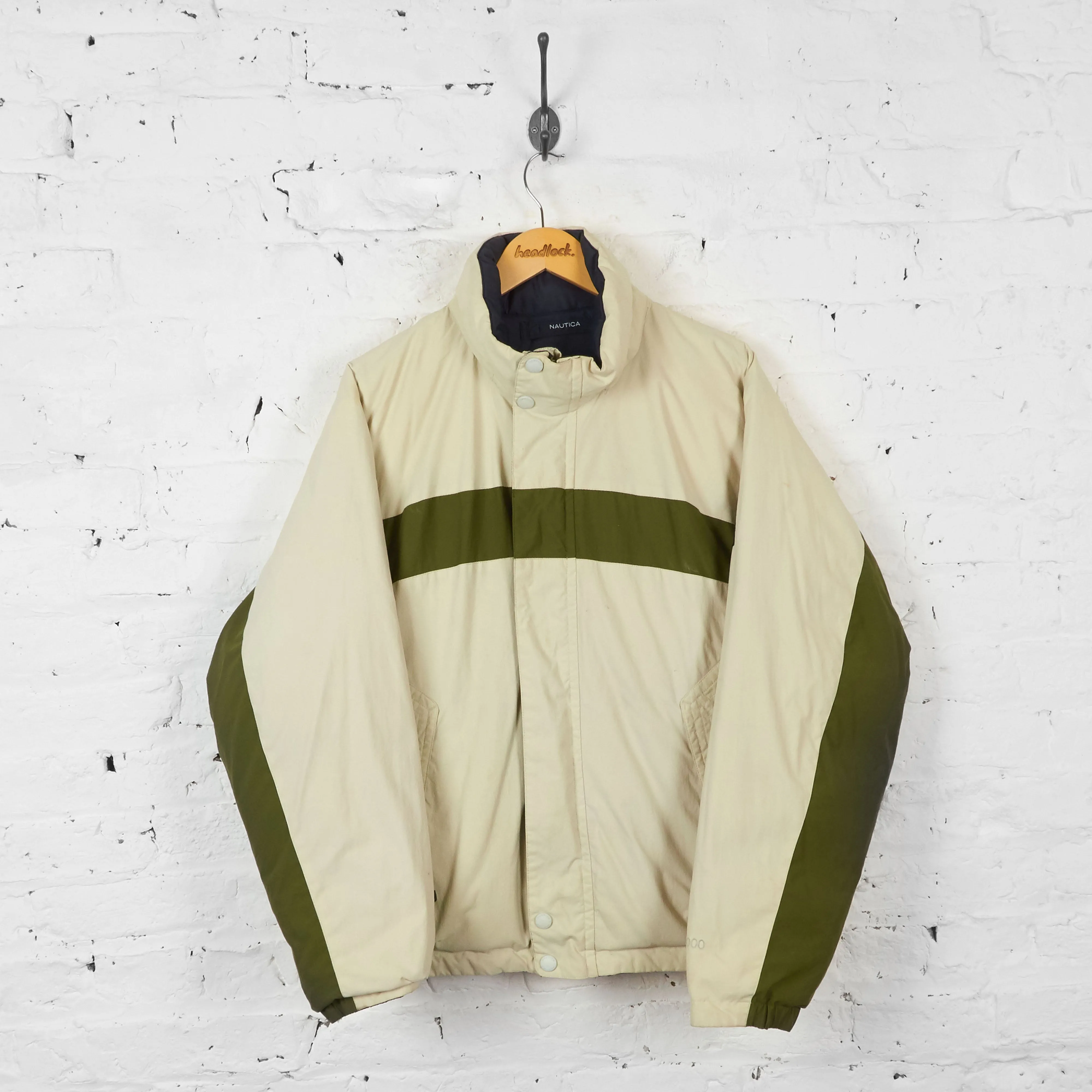 Vintage Nautica Reversible Puffa Jacket - Navy/Cream - XL