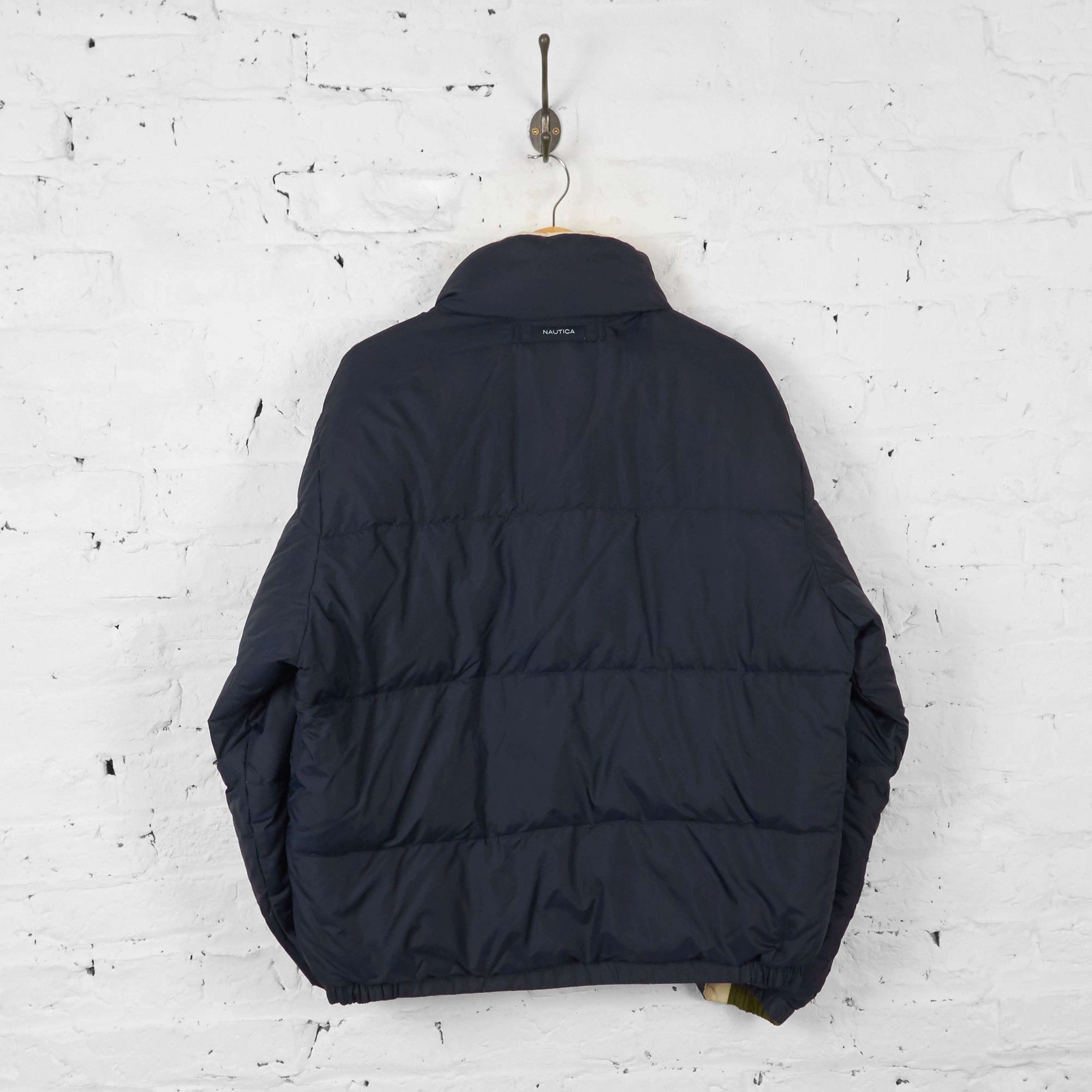 Vintage Nautica Reversible Puffa Jacket - Navy/Cream - XL