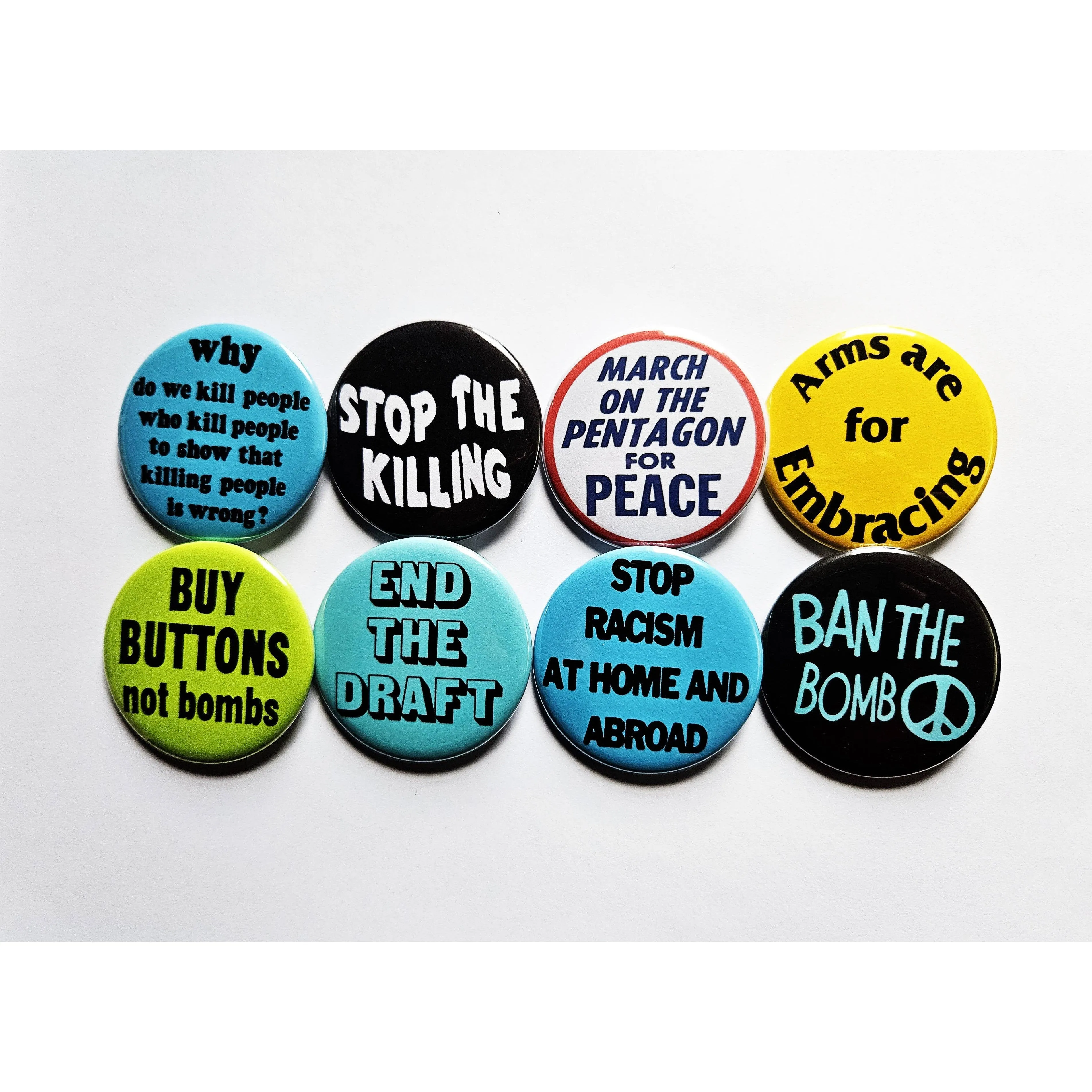 Vintage Reproduction Stop Racism at Home and Abroad Political Small Pinback Button | 1.25" Diameter