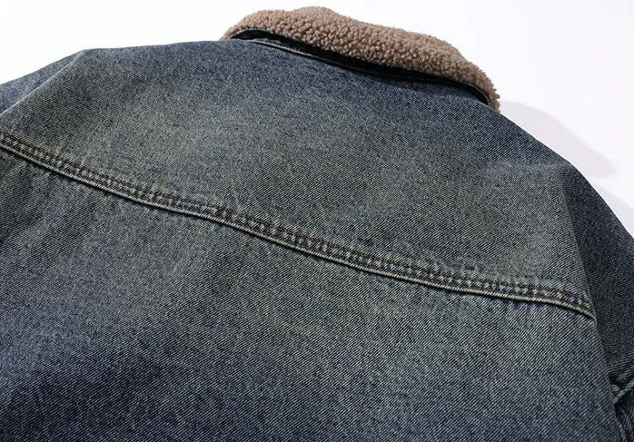 Vintage Style Windproof Denim Jacket for Men