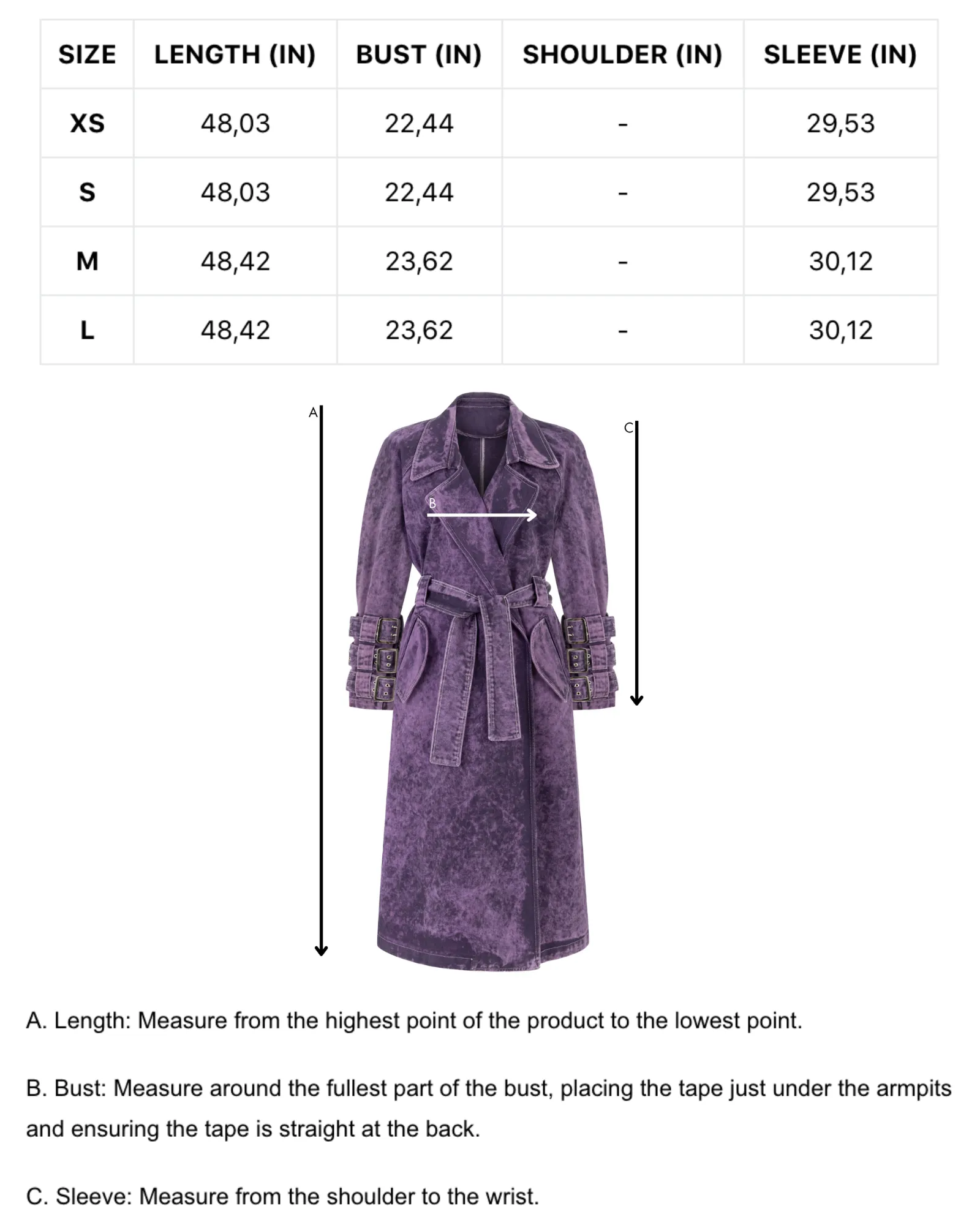 Voidwalker Trench Coat in Purple Acid Wash