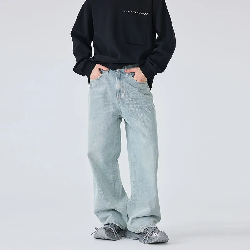 Washed Blue Wide-Leg Jeans